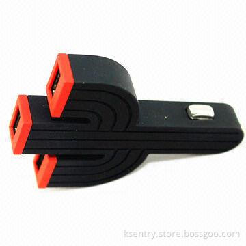 3-port USB mobile phone car charger for smartphone/tablet PC, 12-24V input, 5V 4.2A output